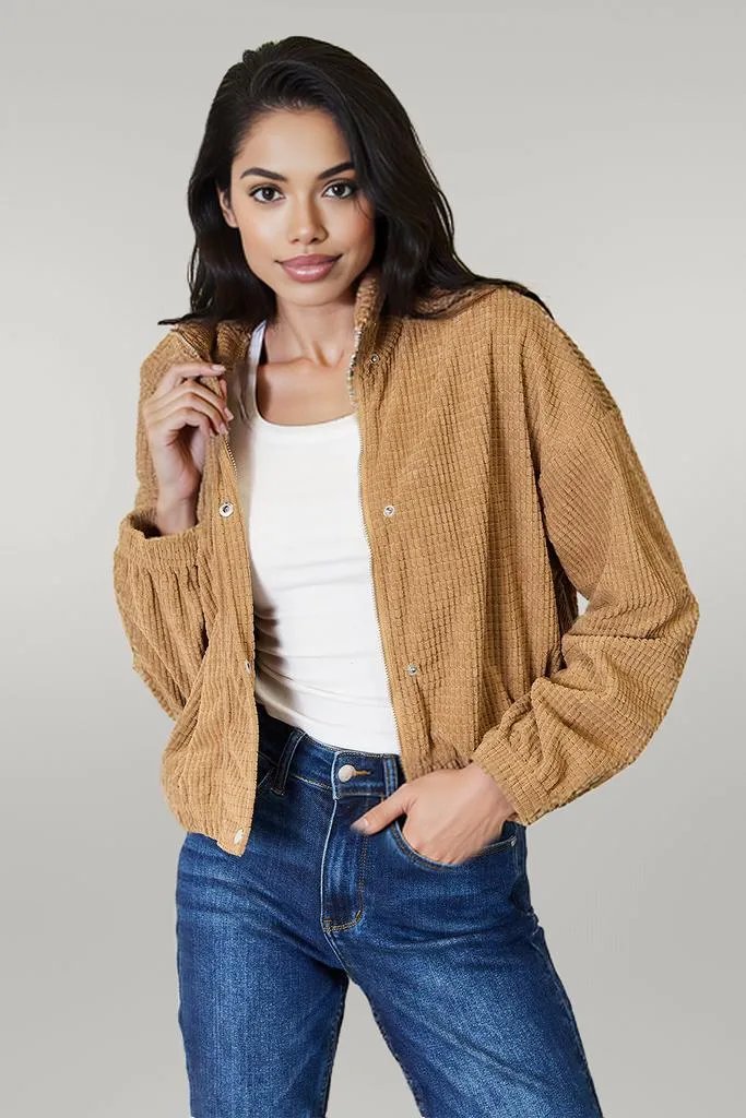 Perfee Long Sleeve Dropped Shoulder Jacket