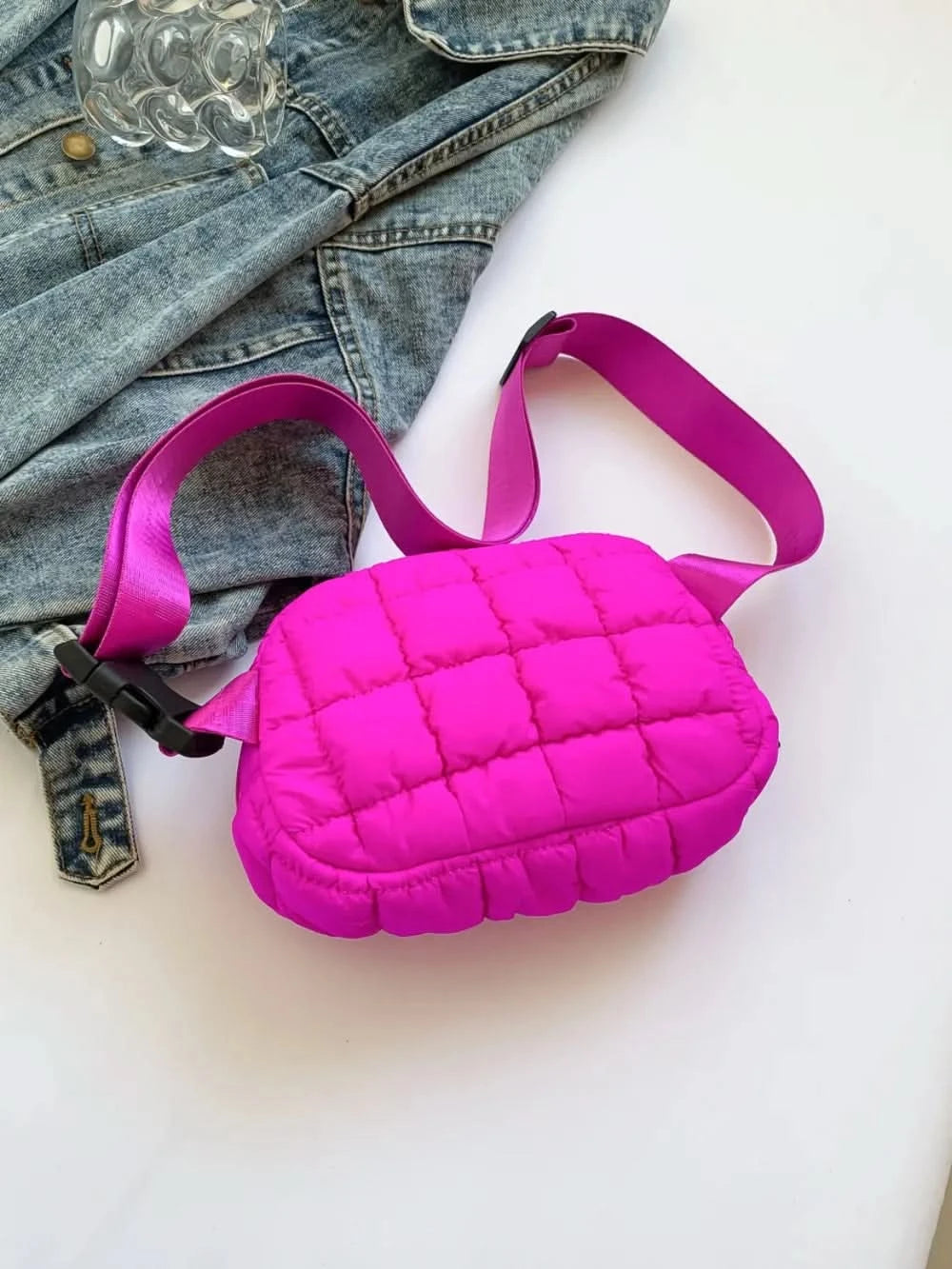 Bubble Texture Adjustable Strap Crossbody Bag