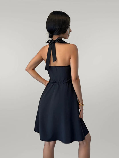 Halter Neck Sleeveless Mini Dress