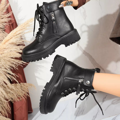 Round Toe Block Heels Boots