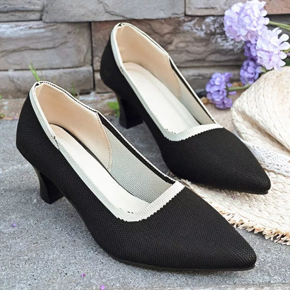 Point Toe Block Heels Pumps