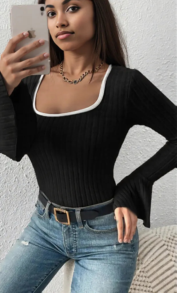 Scoop Neck Long Sleeve T-Shirt