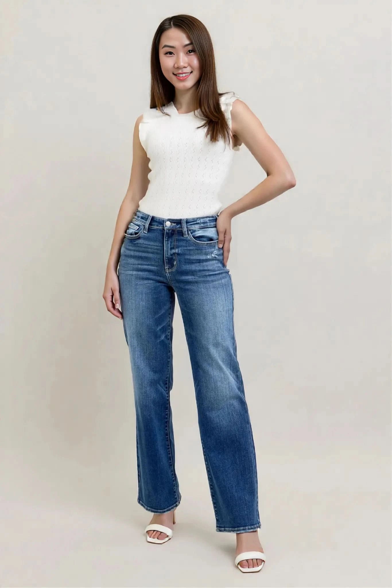 Judy Blue Full Size High Waist 90's Straight Leg Jeans DK