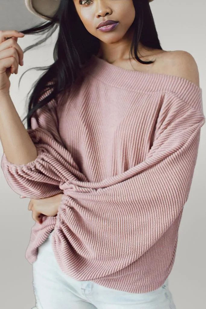 Ribbed Long Sleeve Knit Top