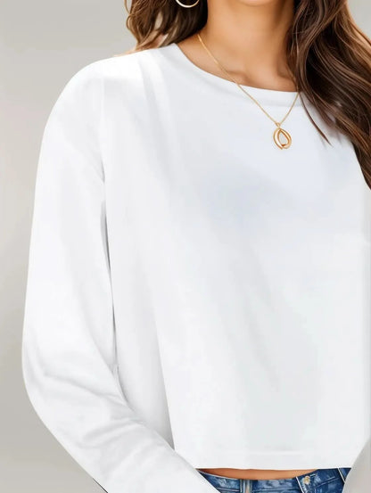 Round Neck Dropped Shoulder Long Sleeve
