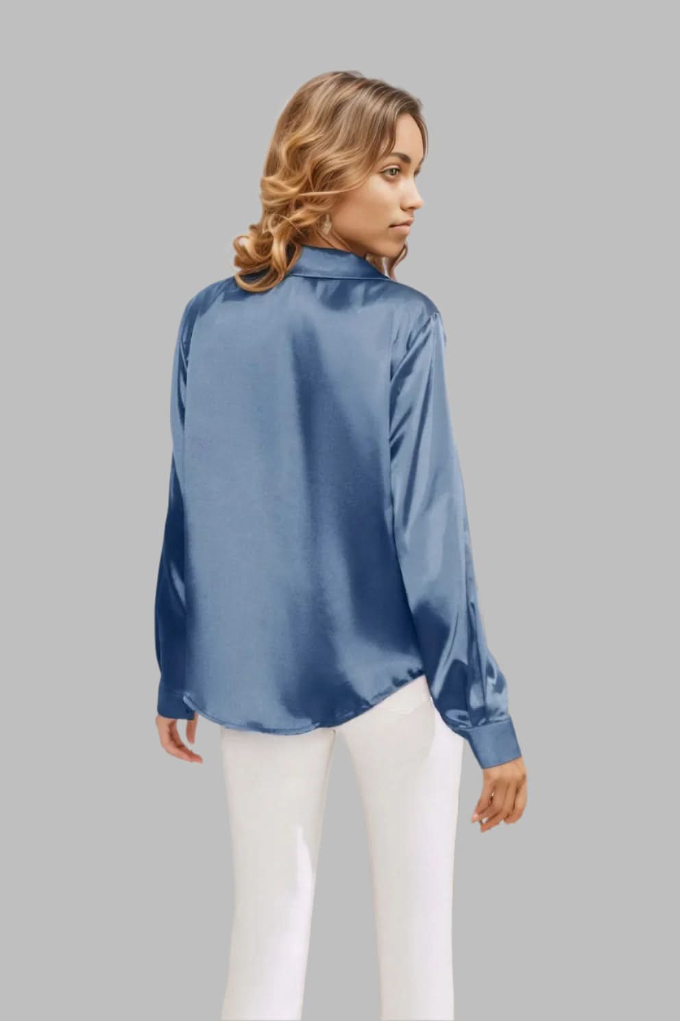 Lapel Collar Button Up Long Sleeve Shirt