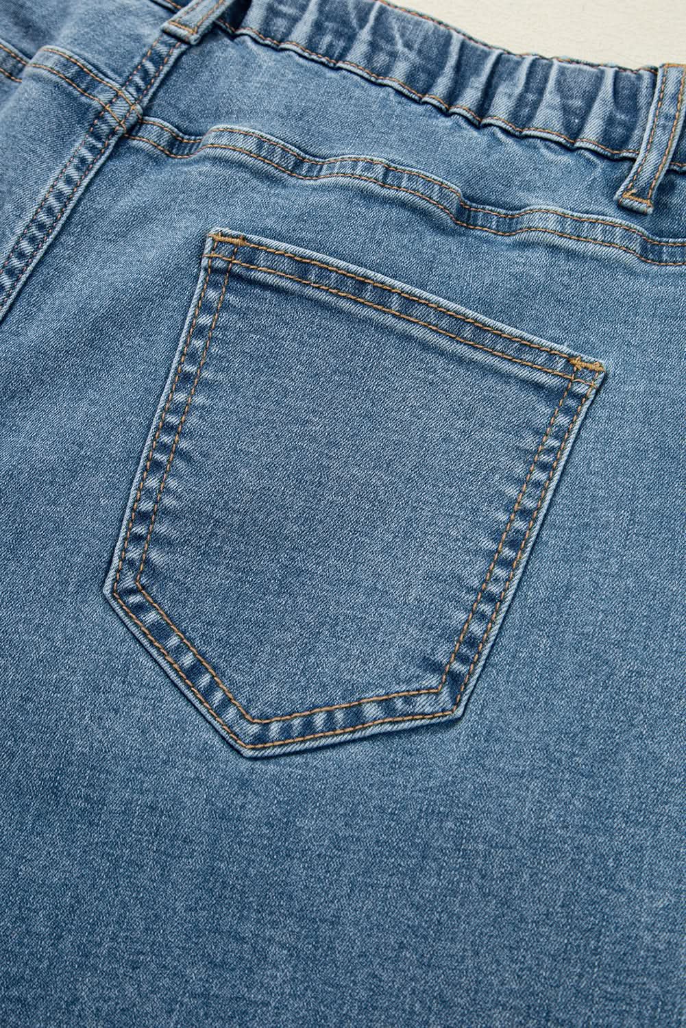 Dusk Blue Medium Wash Super Wide Leg Denim Pants Dusk Blue