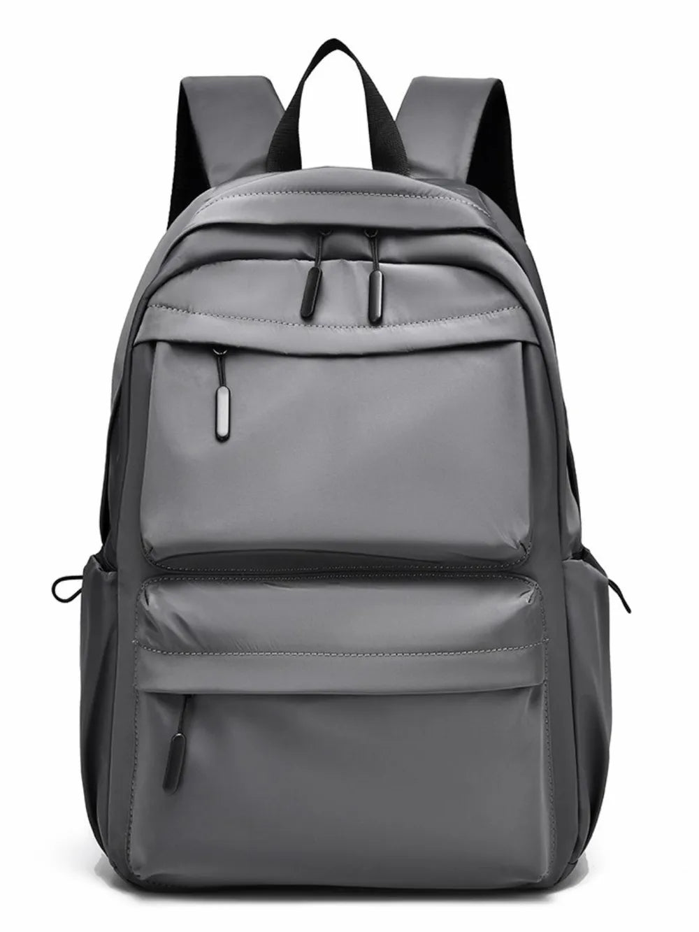 Multi Pocketed Adjustable Strap Backpack Bag Gray One Size