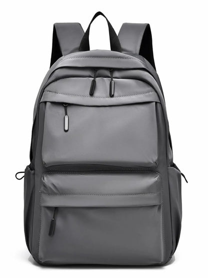 Multi Pocketed Adjustable Strap Backpack Bag Gray One Size