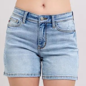 Judy Blue Full Size Mid Rise Washed Denim Shorts