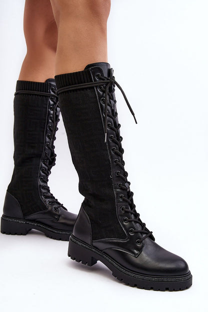 Step in style Eco leather and textile Thigh-Hight Boots black