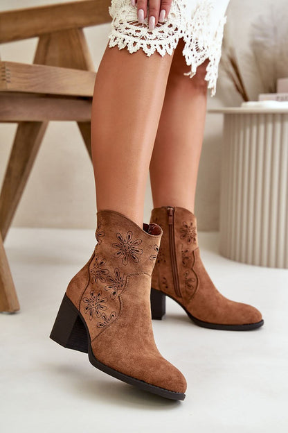Jezzi Eco Leather Heel boots brown