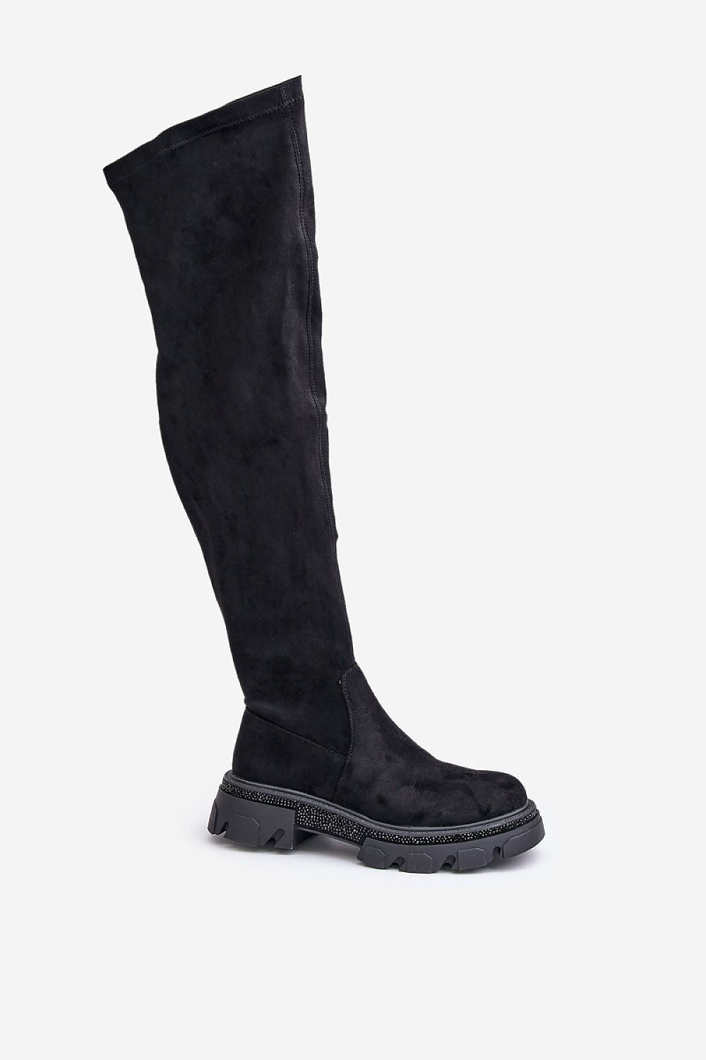 Step in style Eco-Suede Thigh-Hight Boots black