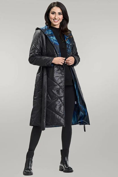 Awama long coat with a hood and long sleeves