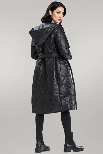 Awama long coat with a hood and long sleeves