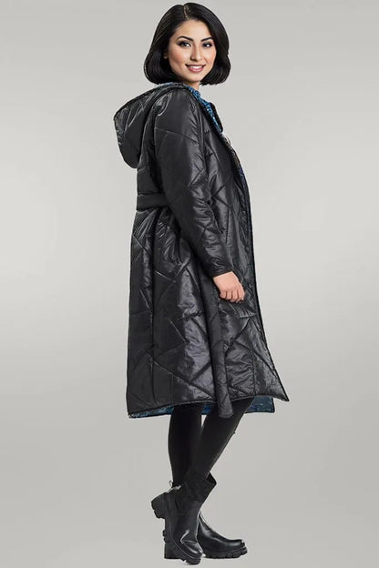Awama long coat with a hood and long sleeves