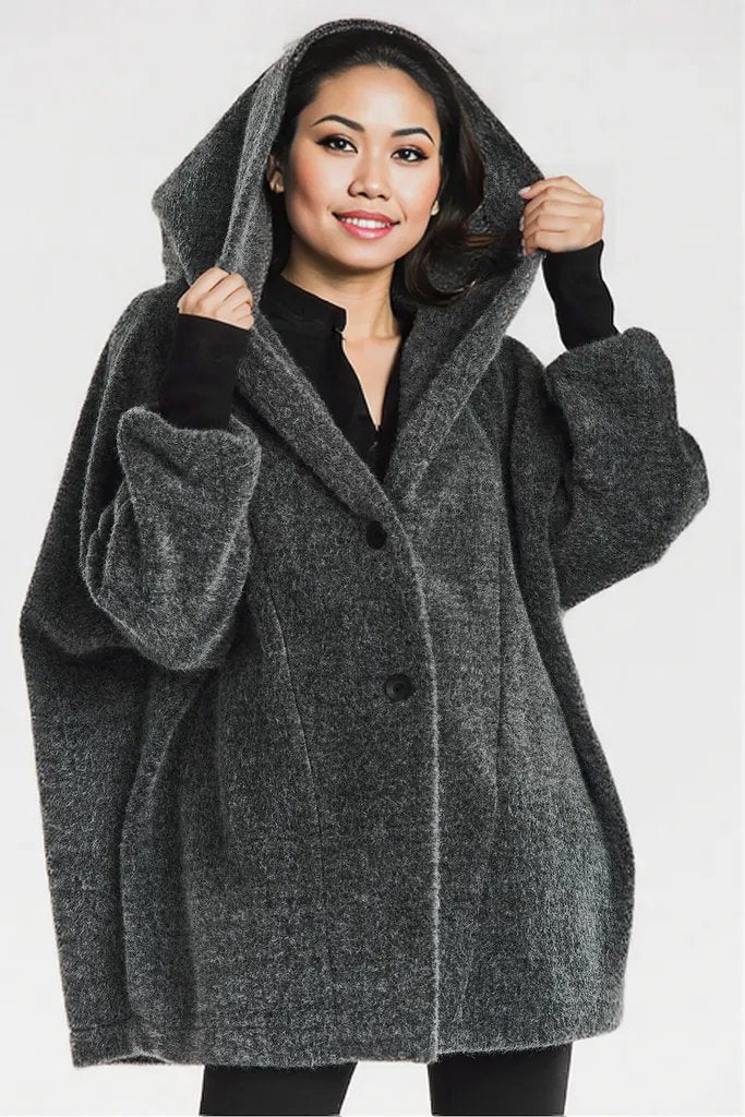 Awama Kimono hooded coat grey