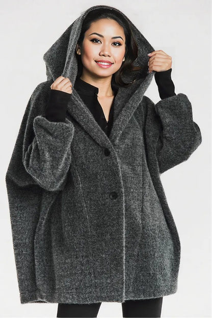 Awama Kimono hooded coat grey