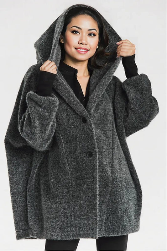 Awama Kimono hooded coat grey