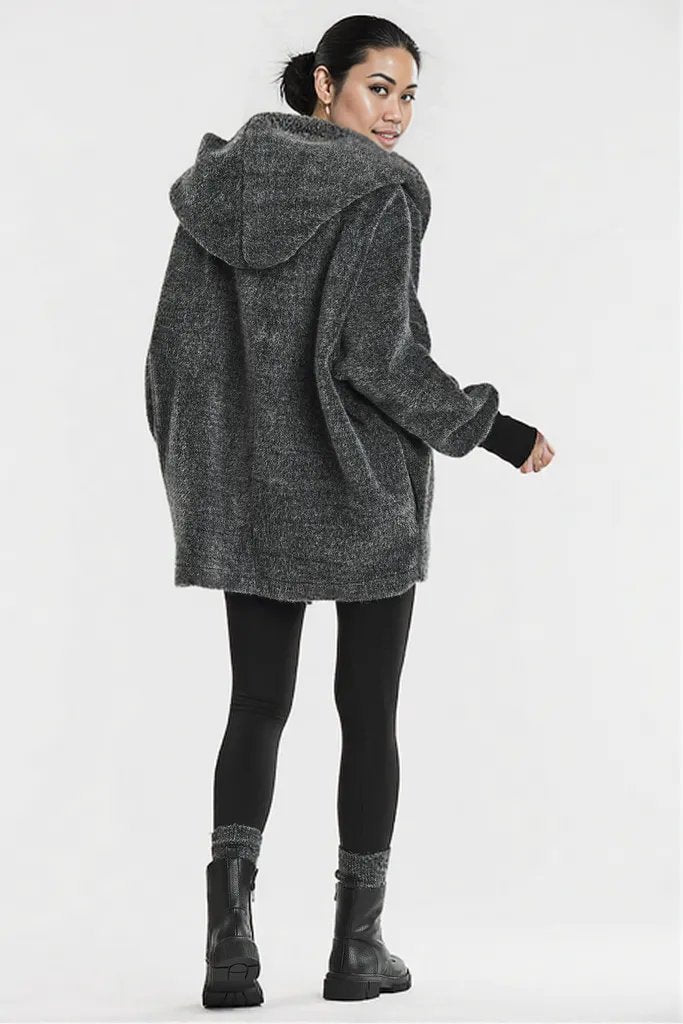 Awama Kimono hooded coat grey