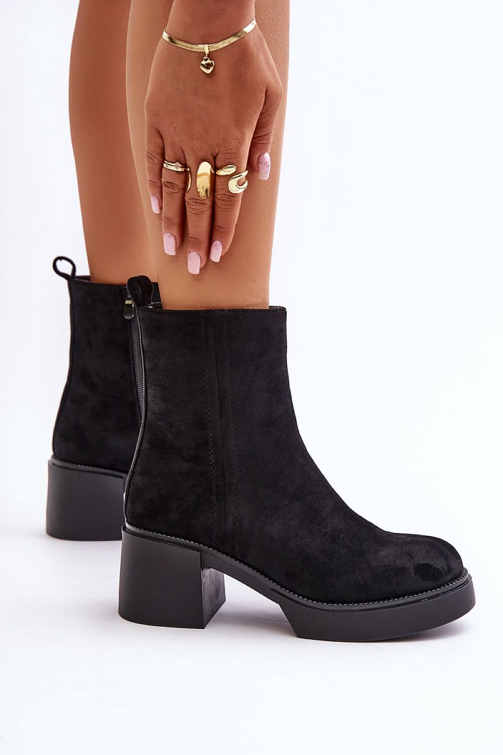 Eco Suede Heel boots black