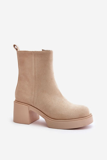 Eco Suede Heel boots beige 2