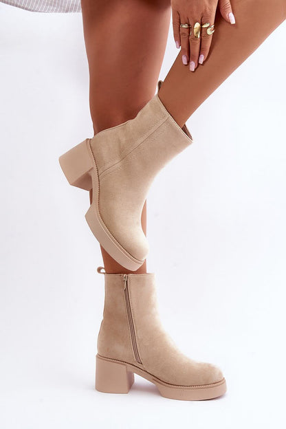 Eco Suede Heel boots beige 2