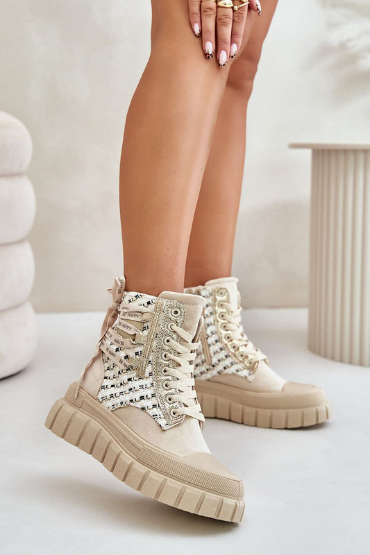 Women's high-top sneakers beige