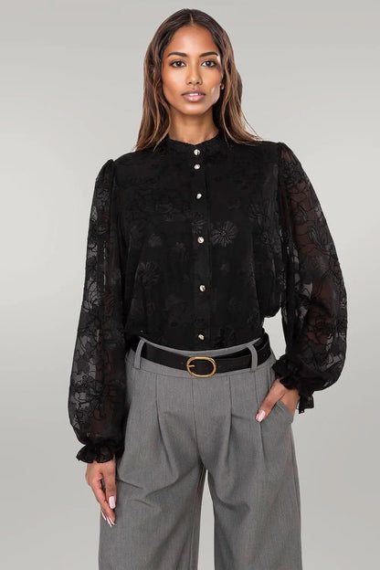 Classic subtle decorative embroidery Long sleeve shirt