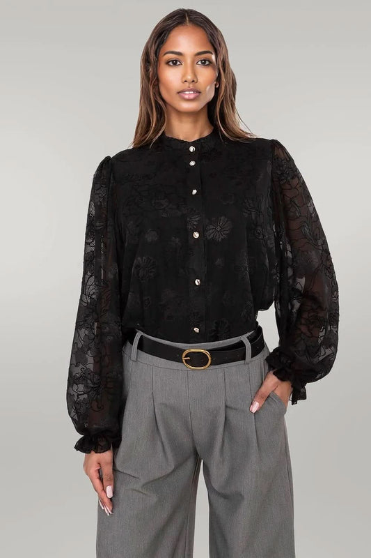 Classic subtle decorative embroidery Long sleeve shirt