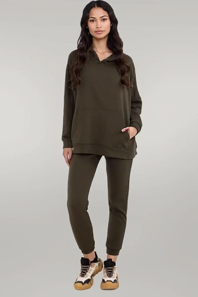 Kangaroo Pocket Women's tracksuit set green EU one-size-fits-all | US one-size