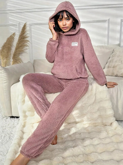 Kangaroo Pocket Long Sleeve Hoodie and Pants Lounge Set