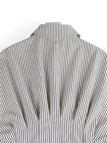 Striped Short Sleeve Button-Up Shirt Light Gray