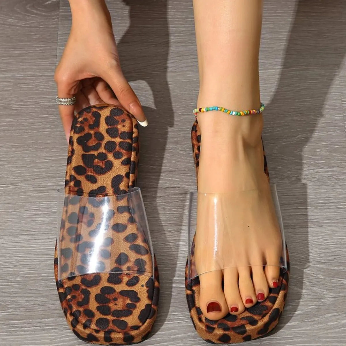Leopard Open Toe Platform Sandals