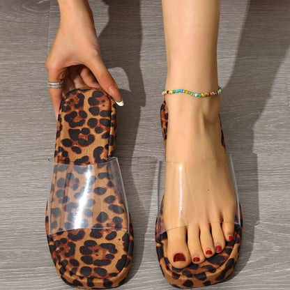 Leopard Open Toe Platform Sandals