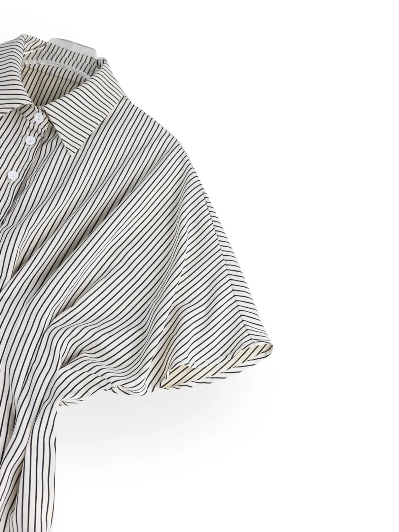 Striped Short Sleeve Button-Up Shirt Light Gray