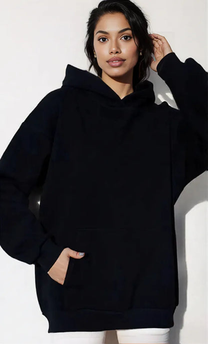 Kangaroo Pocket Long Sleeve Hoodie Black