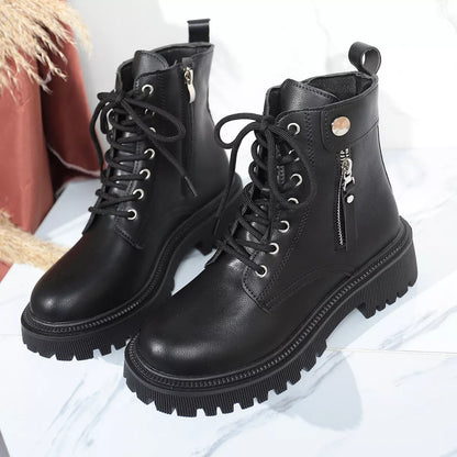 Round Toe Block Heels Boots