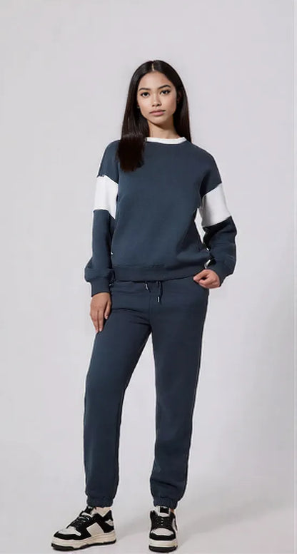 Drop Shoulder Loose Sweatshirt and Joggers Active Set