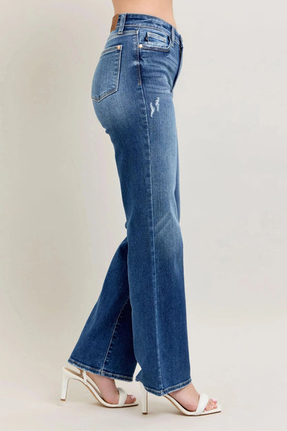 Judy Blue Full Size High Waist 90's Straight Leg Jeans DK