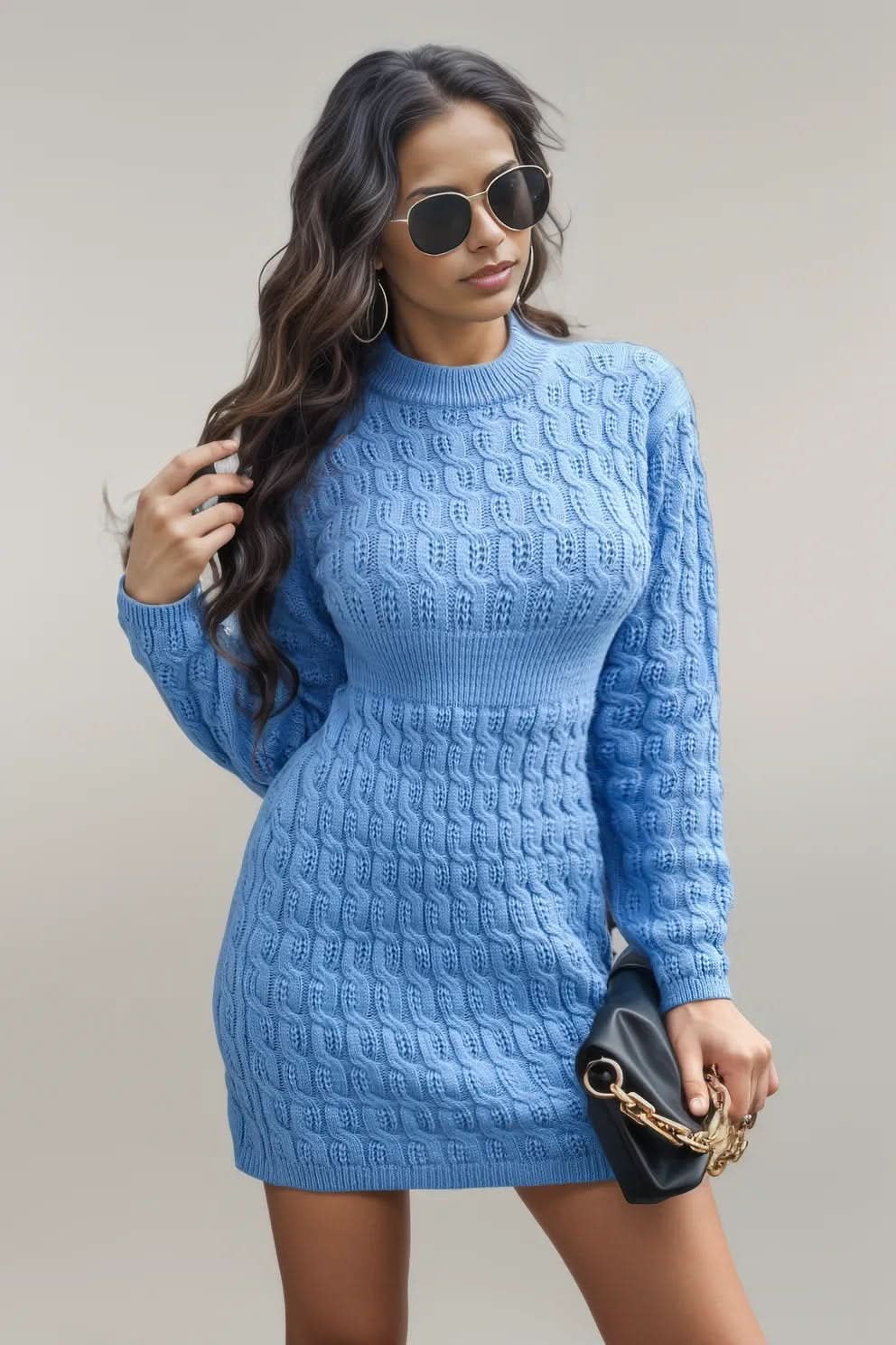Cable-Knit Openwork Sweater Dress
