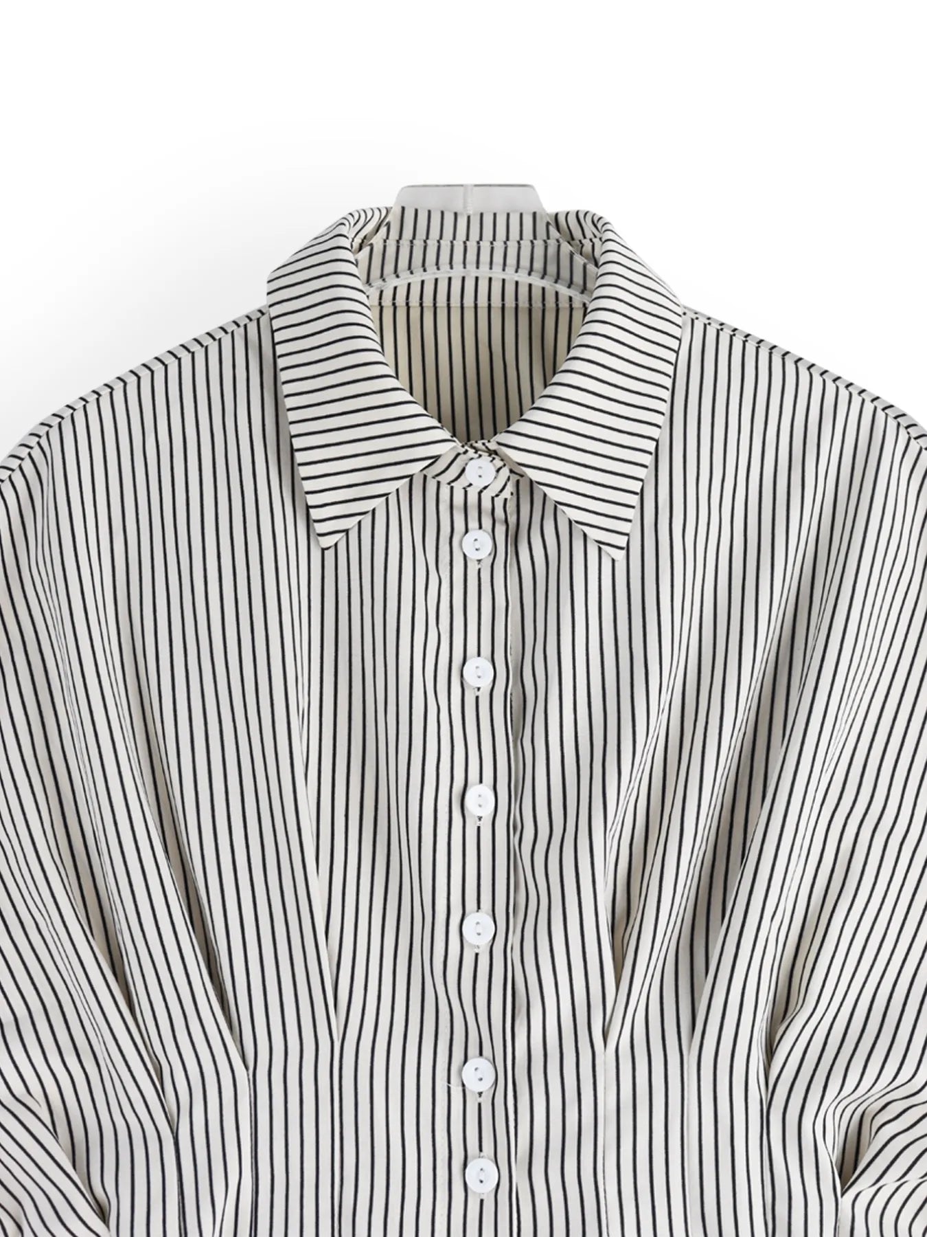 Striped Short Sleeve Button-Up Shirt Light Gray