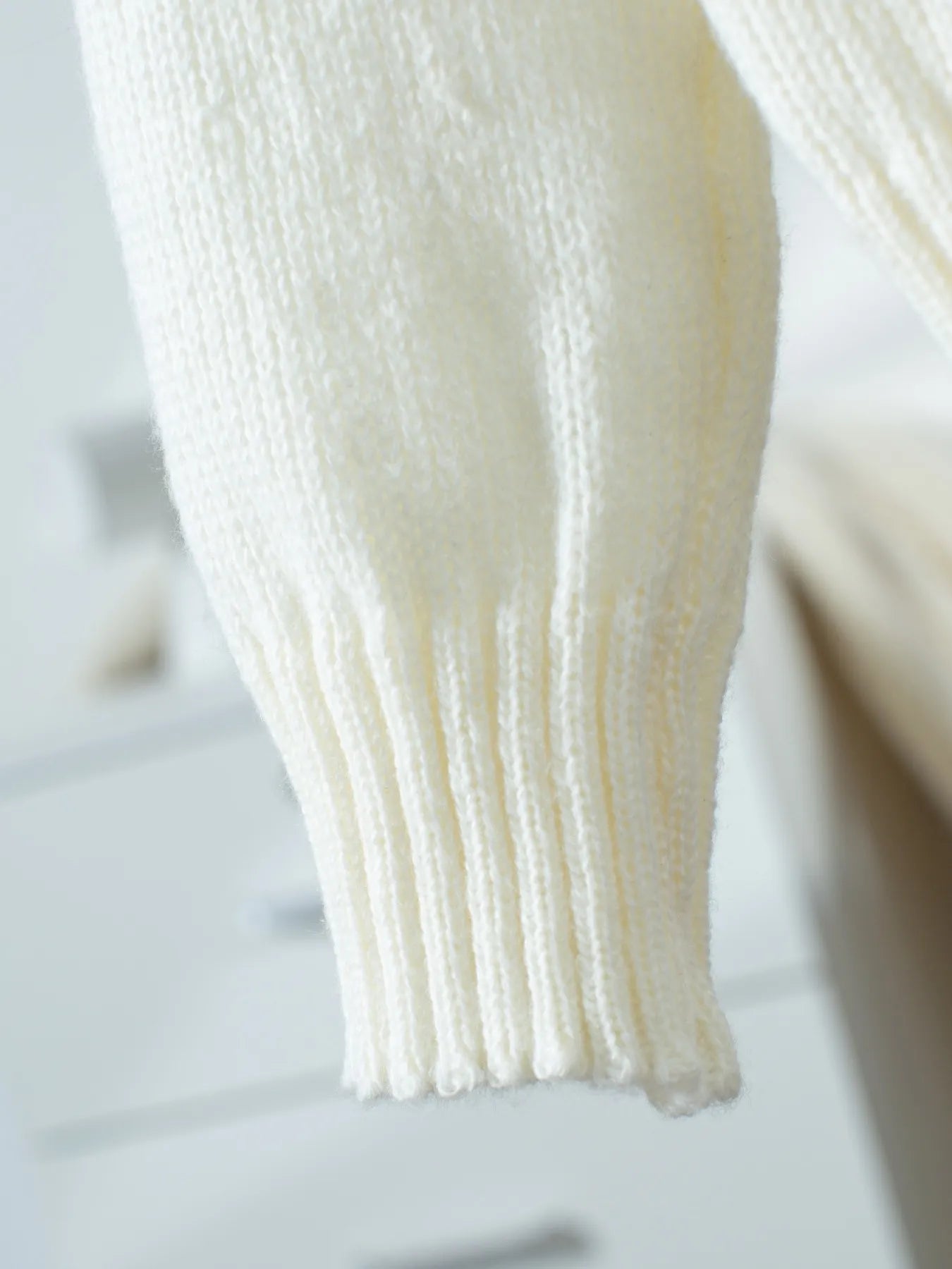 Ribbed Knit Boat Neck Sweater White