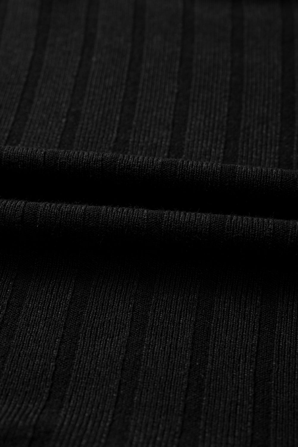 Black Frilled Neck Ribbed Knit Patchwork Long Sleeve Mini Dress Black 97%Polyester+3%Elastane