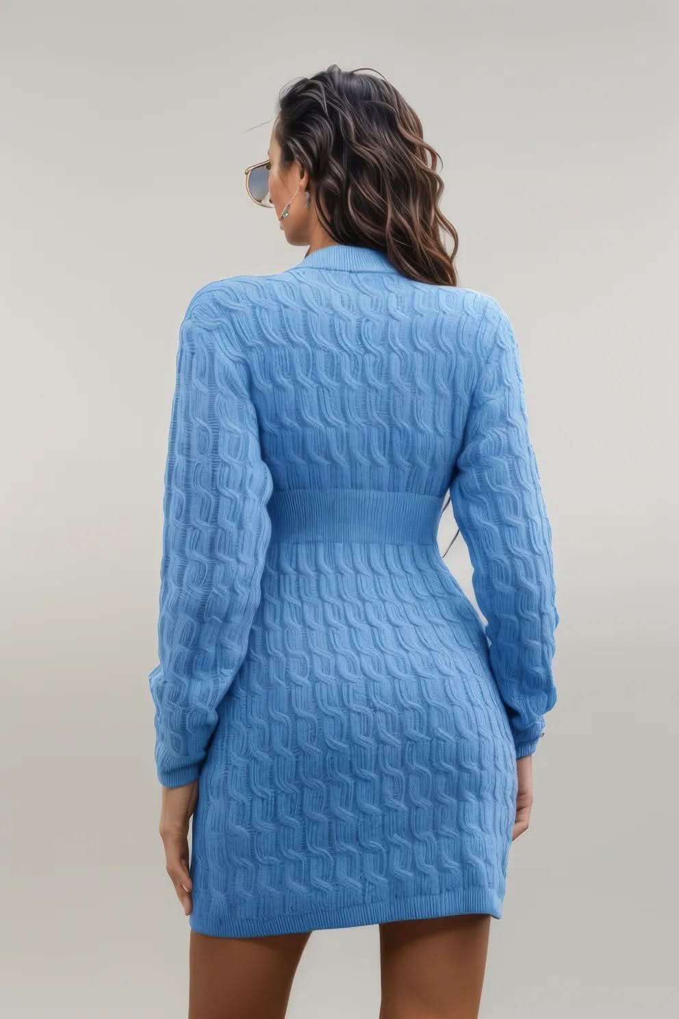 Cable-Knit Openwork Sweater Dress