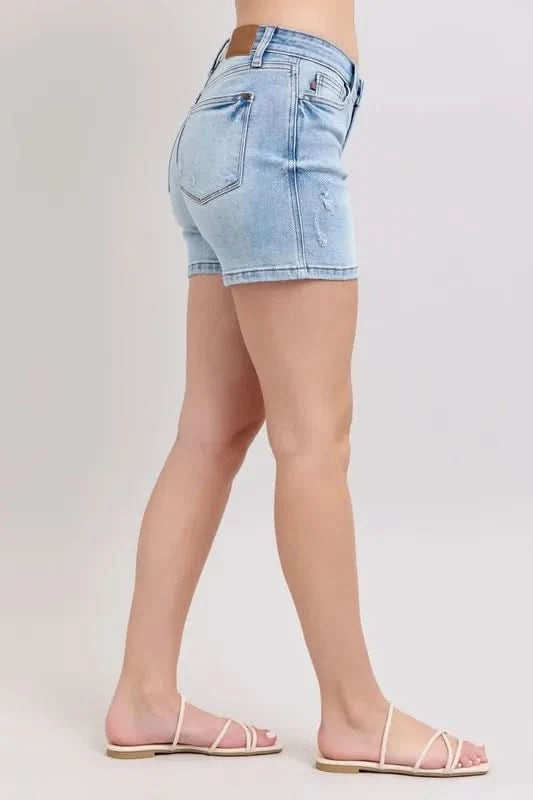 Judy Blue Full Size Mid Rise Washed Denim Shorts
