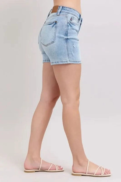 Judy Blue Full Size Mid Rise Washed Denim Shorts