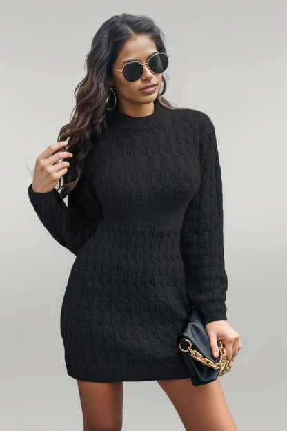 Cable-Knit Openwork Sweater Dress