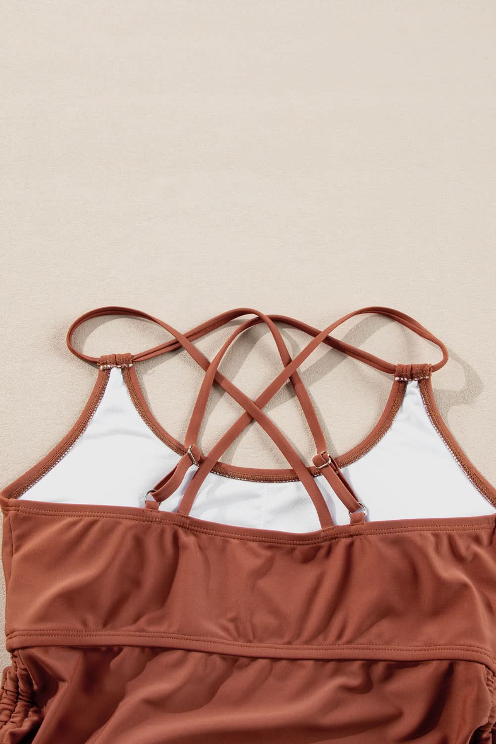 Mineral Red Drawstring Tummy Control Mix-and-match 2pcs Tankini Swimsuit Mineral Red 82%Polyamide+18%Elastane