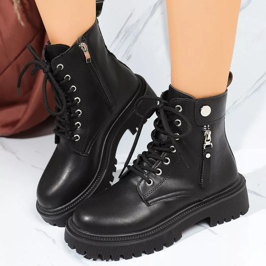 Round Toe Block Heels Boots